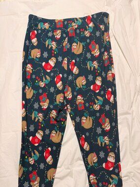 Terra & Sky Sloth Christmas Leggings, Size 2X